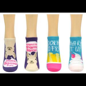 Ladies Fun Food 2 Pair Pack Lowcut Socks‎ - Llama Fun French Fry Shake